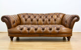 Bespoke Oskar Chesterfield 3 Seater Sofa in Buffalo Leather, Hand Antique